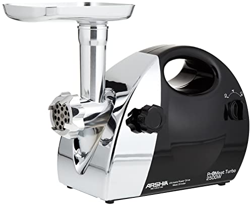 Arshia MG128-2140 ProMeat Turbo Meat Grinder, 2500 Watt, Black