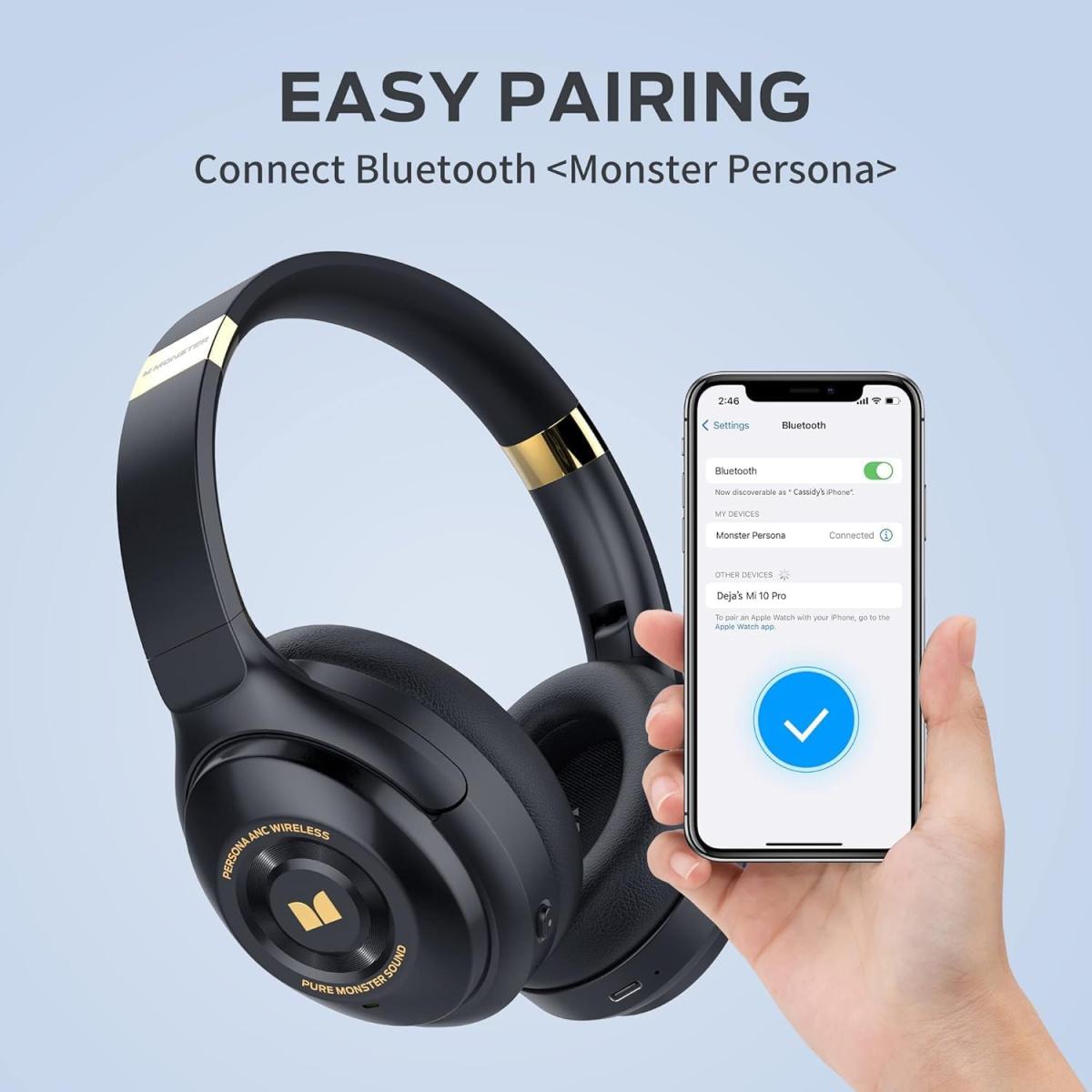 Monster Persona wireless Bluetooth headset for computer setup