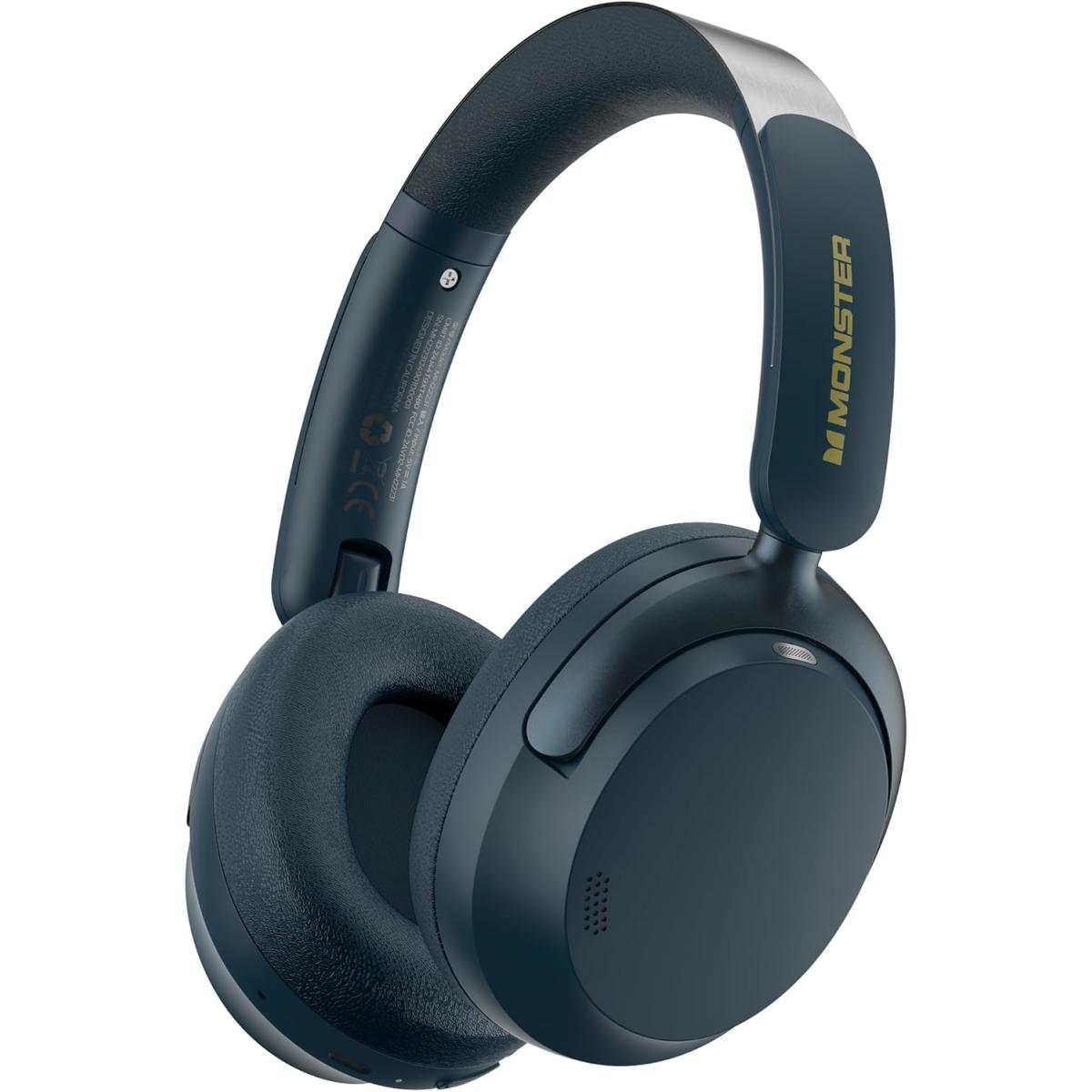 Monster Persona 3rd Anc Aive Noise Cancelling Headphones, Over Ear Wireless Headphone Bluetooth With Mic, 70 Hours Playtime Bluetooth Headphones, Foldable Comfort Lightweight Headphone For Travel Dark Blue