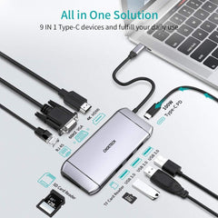 Choetech Hub M15 9 In 1 Usb C 3.0 Docking Station Type C