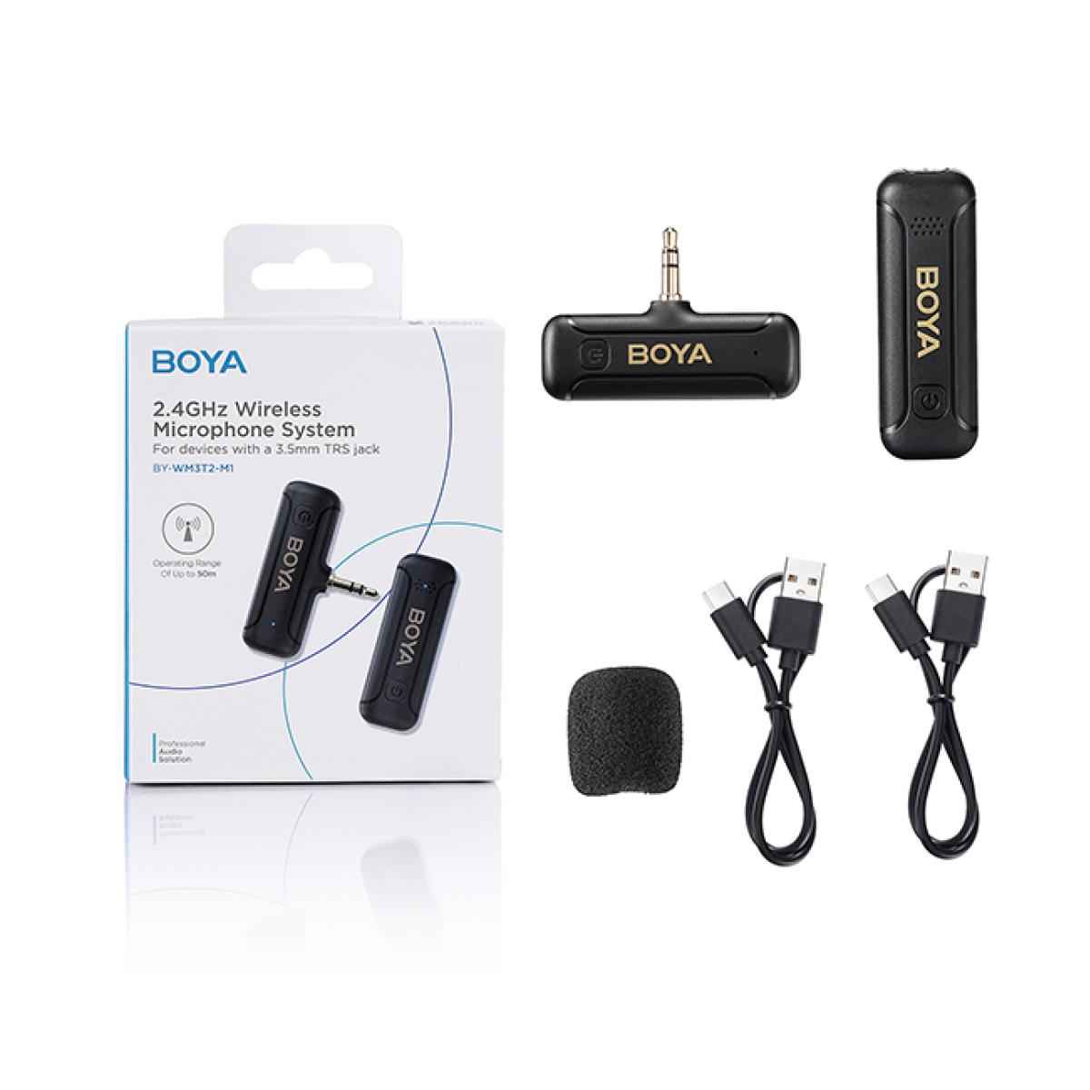 BOYA BY - WM3T2 2.4GHz AUX 3.5mm Wireless Microphone System (One Mic) with microphones