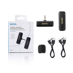 BOYA BY - WM3T2 2.4GHz AUX 3.5mm Wireless Microphone System (One Mic) with microphones