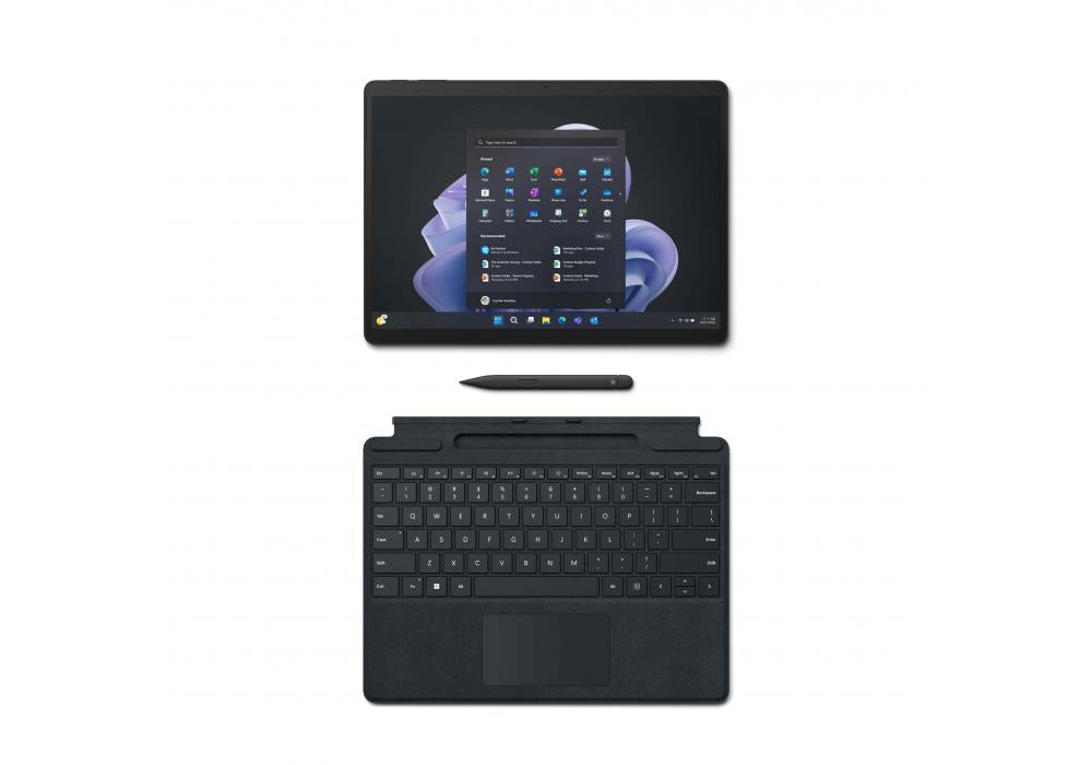 Microsoft Surface Pro 9 2 in 1 Tablet, 13" PixelSense Flow Display, Intel Core i7-1265U, 16GB RAM, 512GB SSD, Intel Iris Xe Graphics, (Plus Keyboard and Slim Pen), Win11 Pro, Platinum