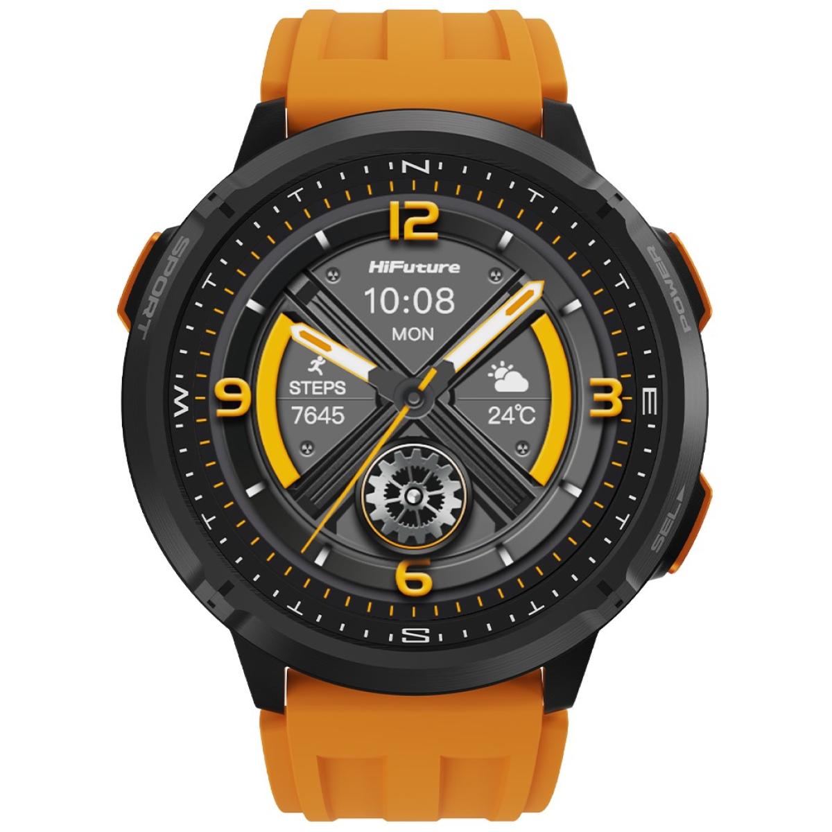 HiFuture MIX 3 Smart Watch, 1.43" AMOLED Display, Powered by Dual Core Processor & Syntra AI, 100+ Sports Modes Heart Rate & Oxygen Tracking, 3ATM Waterproof, up to 10 days daily use - Orange