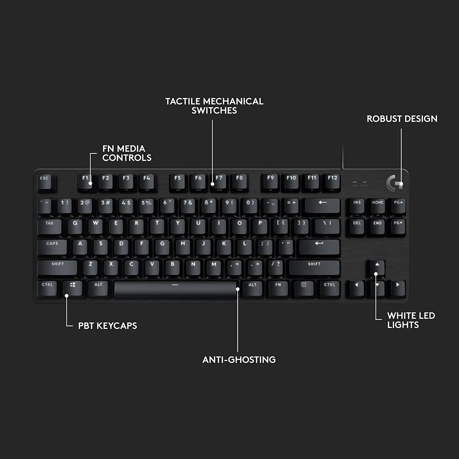 Logitech wired mechanical gaming keyboard for computer setup