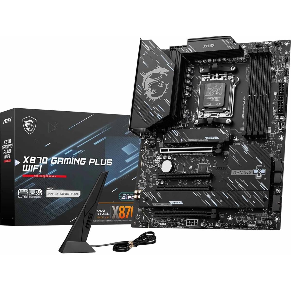 Msi X870 Gaming Plus Wifi 7 Atx Amd Am5 Sps Vrm Ddr5 Memory Boost 8200+ Mt/s (oc), Pcie 5.0 X16 & 4.0 X16, M.2 Gen5, 5g Lan Mainboard - CompuMe