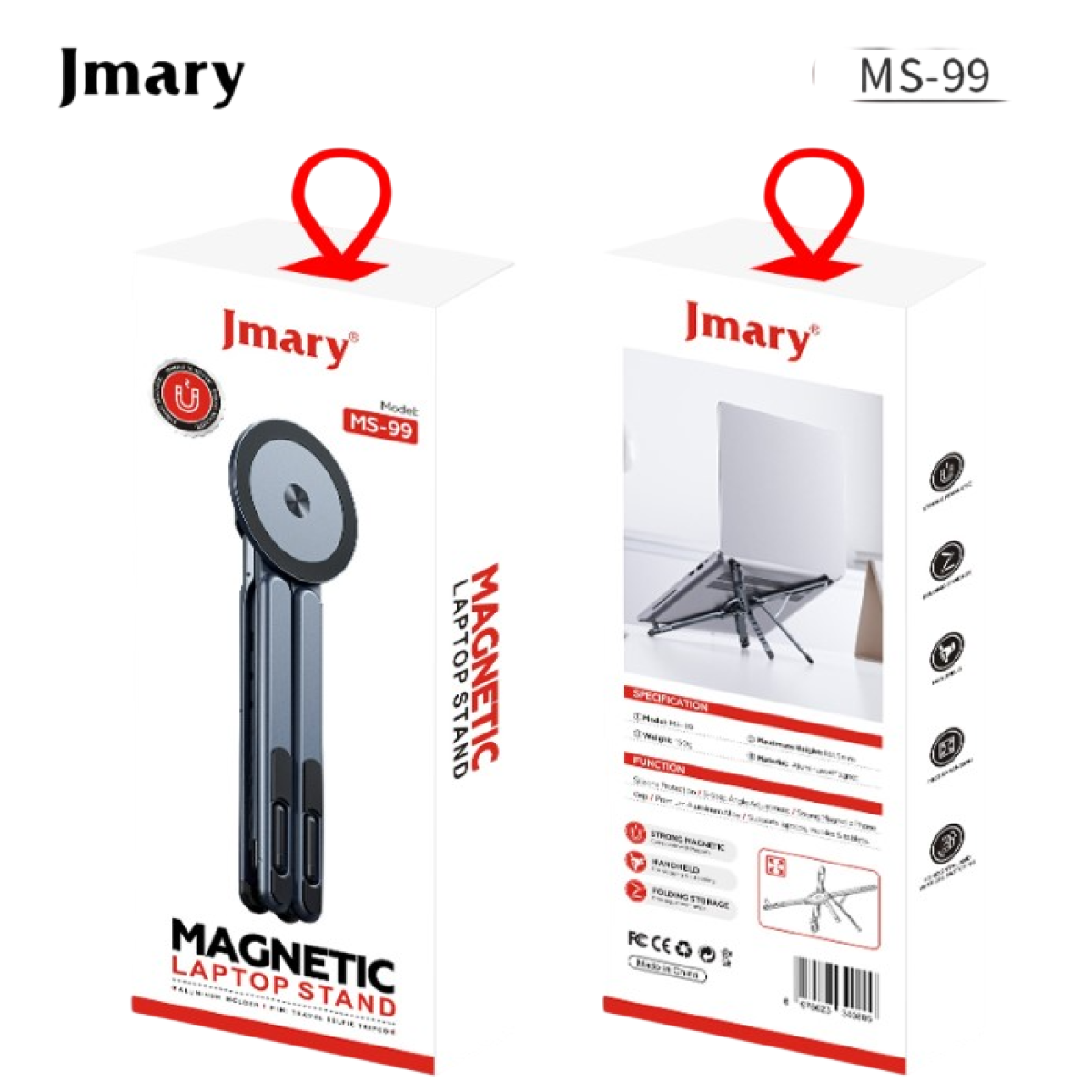 Jmary MS-99 3 in 1 Magentic Aluminum Laptop Stand Holder, Size(181*58*19.6mm). | MS99 |