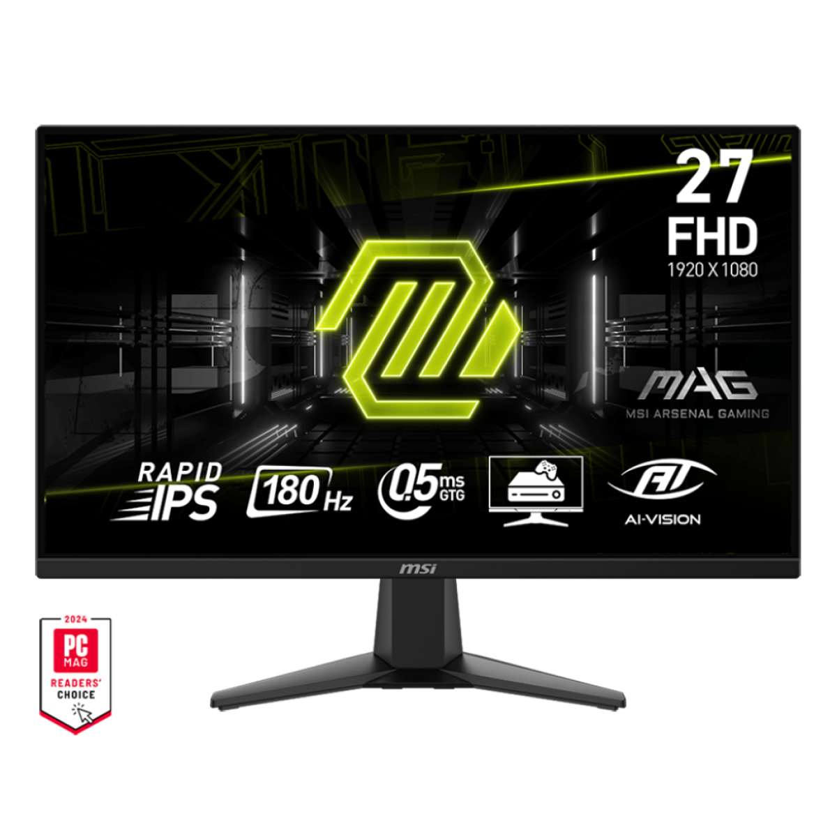 MSI Gaming Monitor MAG275F 27-inch (FHD), Flat Rapid IPS , 180Hz, 0.5ms, AI Vision with Eye care | Three Years Warranty