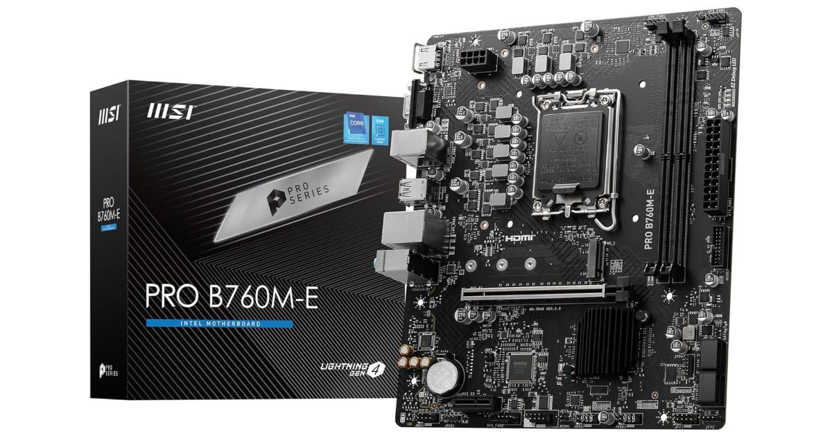 MSI PRO B760M-E, Intel 14th 13th 12th Series, LGA 1700/DDR5/PCIe 4.0/1xM.2 - mATX Gaming MotherBoard