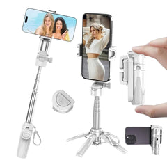 Jmary Mt 18 Mini Phone Selfie Stick Tripod Extendable Phone Stand With Wireless Control For Live Streaming White