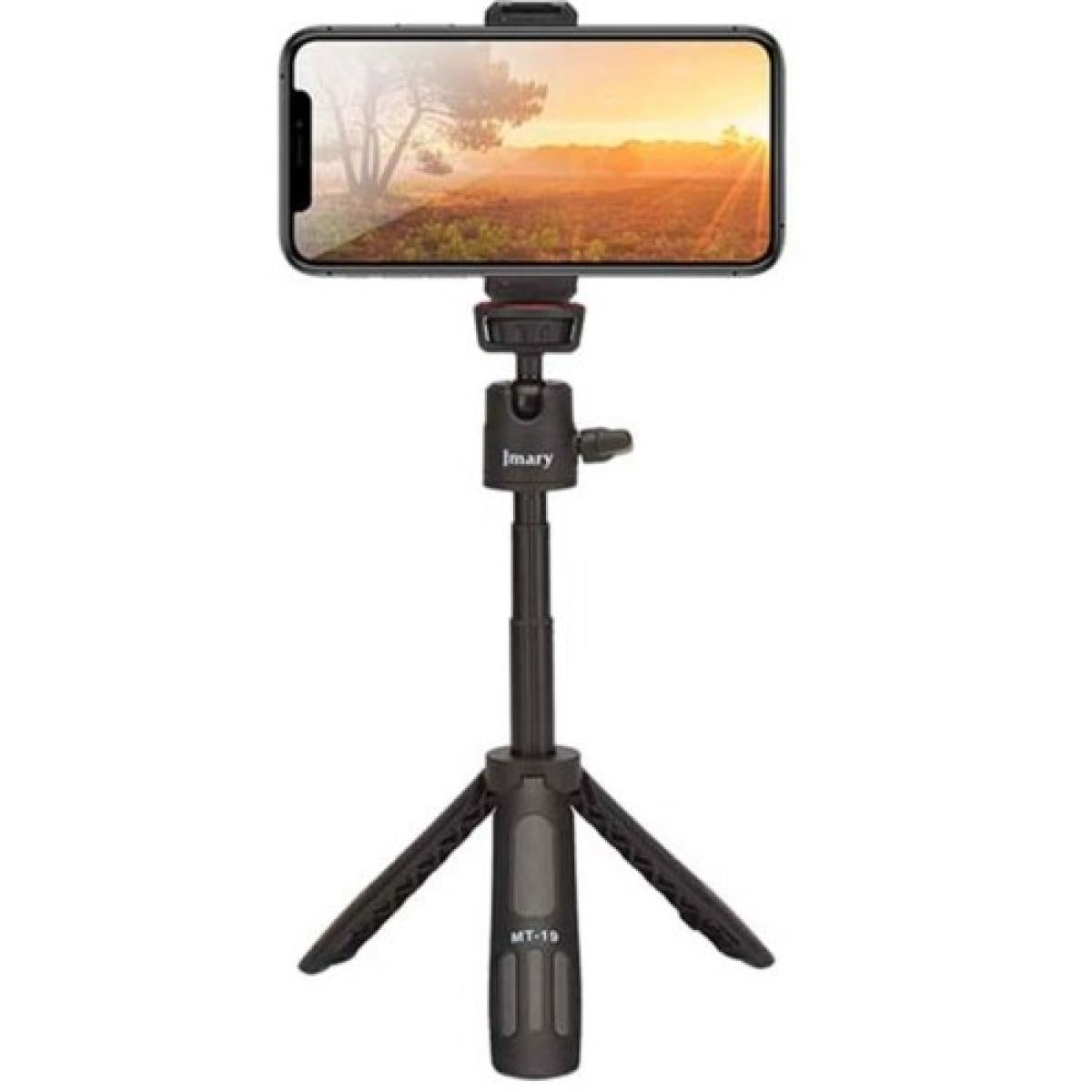 Jmary Mt 19 Mini Tripod Stand With Universal Mobile Phone Holder And High Quality Aluminum Alloy Ball Head Black - CompuMe