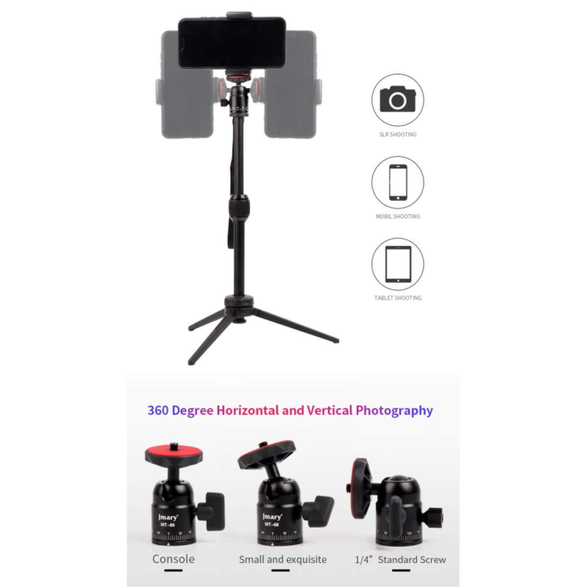 Jmary MT-68 360 Degree Multifunctional Aluminum Alloy Tripod