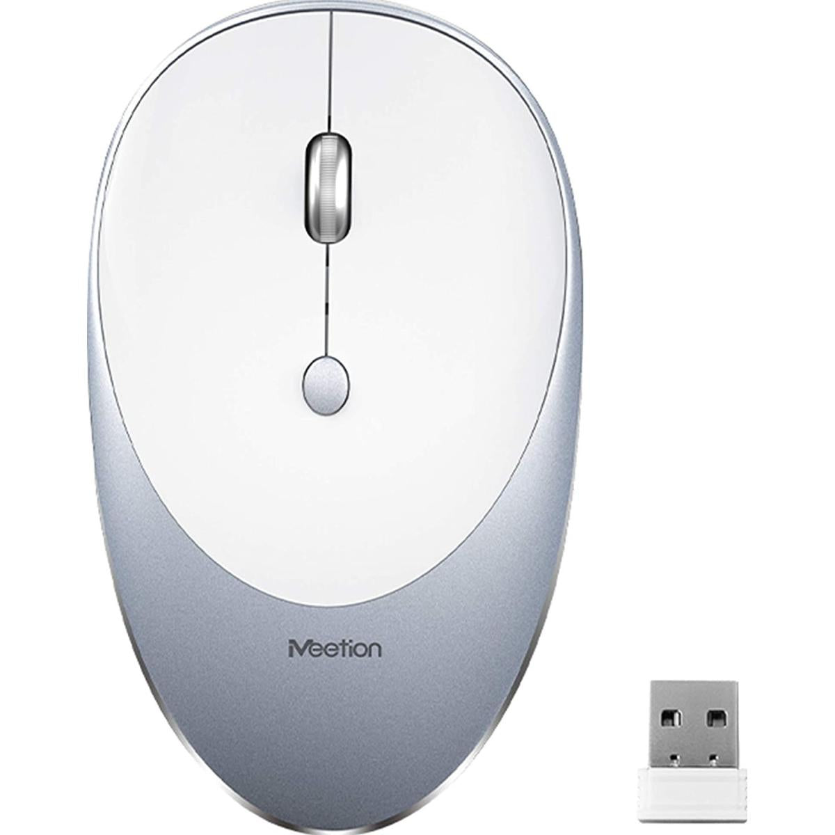MeeTion MT-R600 2.4g Slim Rechargeable Silent Wireless Mouse -Silver