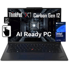 Lenovo ThinkPad X1 Carbon Gen 12 (2024) Intel Core Ultra 7 155U 12-Cores w/ Intel® AI Boost NPU & Carbon Fiber Magnesium Chassis & Touch Screen - Black