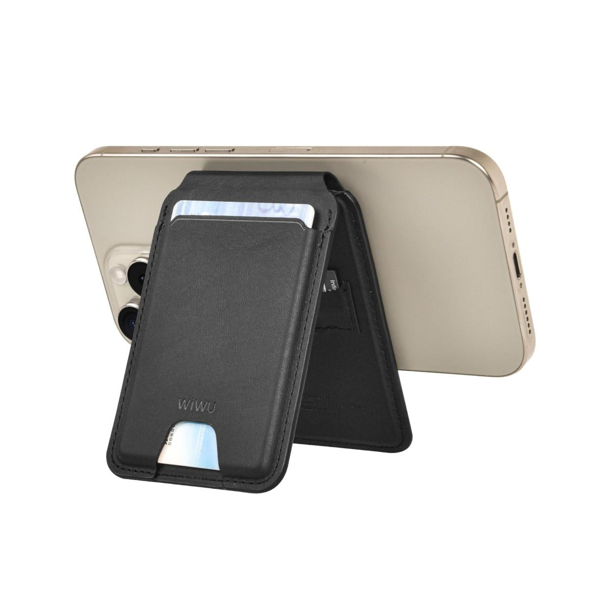 Wiwu Mw 005 Mag Wallet Fm Apple Certified Slim & Magnetic Funionality Conne to Find My Phone App Find Your Wallet Black