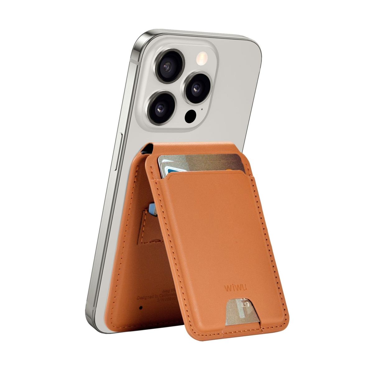 Wiwu Mw 005 Mag Wallet Fm Apple Certified Slim & Magnetic Funionality Conne to Find My Phone App Find Your Wallet Brown