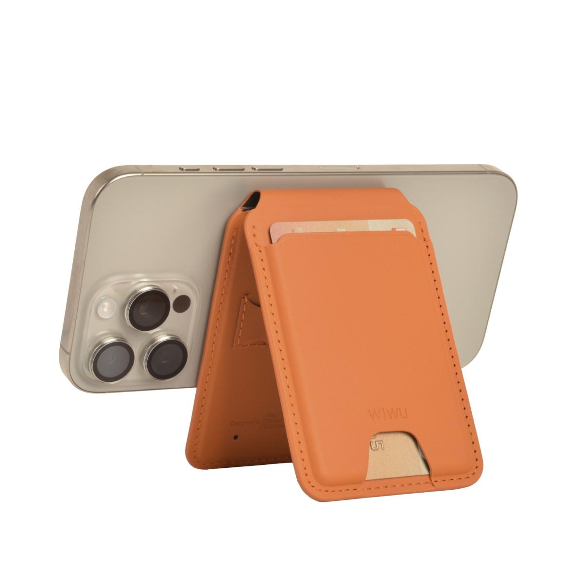 Wiwu Mw 005 Mag Wallet Fm Apple Certified Slim & Magnetic Funionality Conne to Find My Phone App Find Your Wallet Brown