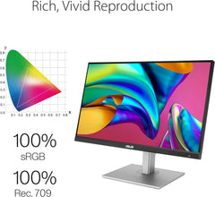 Asus Proart Pa279cv Professional Business Monitor 27 Inch 4k Uhd 10 Bit 100% Srgb Hdr10 Usb C Full Adjustable Stand (built In Speakers)