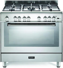 Elba Gas Cooker Oven 90*60Cm 5 Burners, Full Safety, Silver - CBX 965 GLC NEW