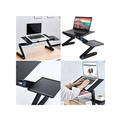 PORTABLE ADJUSTABLE LAPTOP TABLE STAND WITH 2 CPU COOLING FANS AND MOUSE PAD