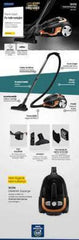 Gold Master Vacuum Cleaner Bagless, 2.5Lit, 900Watts, Black - GM-7582