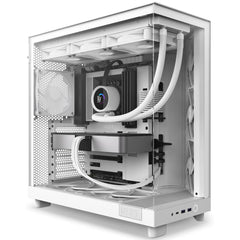NZXT H6 Flow Perforated Compact Dual - Chamber Mid - Tower Tempered Glass Gaming Case with 3xF120Q Fans & USB Type - C Port - White