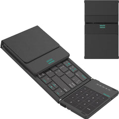 Nillkin Cube Pocket Foldable Keyboard with Touchpad & Wireless Bluetooth, Portable Travel Keyboard for Home or Mobile Office Replaces Keypads and Mouse Combo, Compatible with iPad, Laptop, Tablet USB, Arabic / English - Black