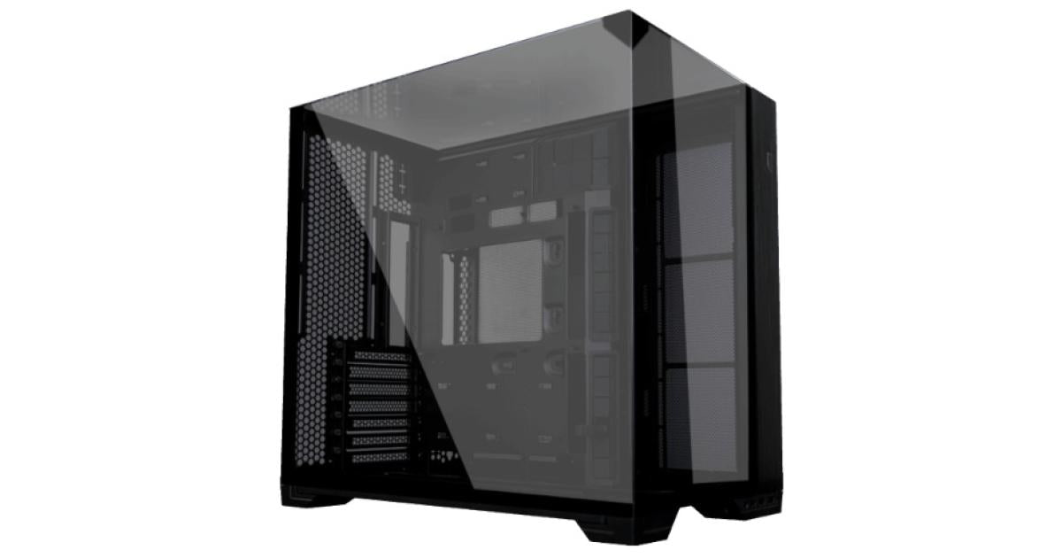 Lian Li O11 VISION Compact (Black) Cool & Clear ATX Mid Tower 3 Sided Tempered Glass Gaming Case, Columnless Design, Dual Chamber, Dual Rear Fan Modes (High Or Low)