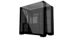 Lian Li O11 VISION Compact (Black) Cool & Clear ATX Mid Tower 3 Sided Tempered Glass Gaming Case, Columnless Design, Dual Chamber, Dual Rear Fan Modes (High Or Low)