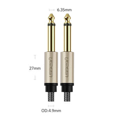 Ugreen 10639 6.5mm Male To 6.5mm Male Stereo Auxiliary Audio Cable With Zinc Alloy Housing And Nylon Braided 3m