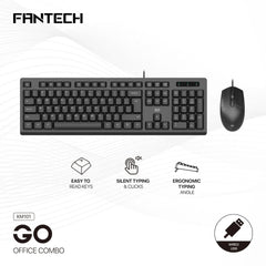Fantech Km101 Go Office Keyboard & Mouse Combo Silent Membrane (arabic Keys)