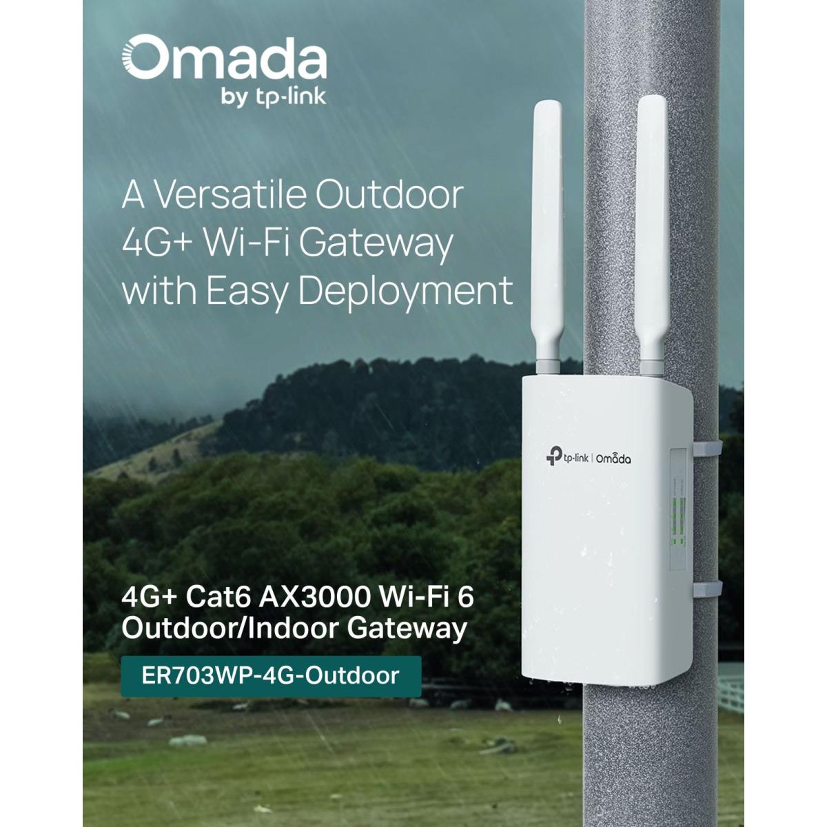 Tp Link Er703wp Outdoor Ax3000 Wifi 6 Router, Indoor/outdoor Gateway, Wifi Booster With Sim Slot, Omada Mesh 4g+ Cat6 Wifi Router, 3 Gigabit Ethernet Ports, Centralized Management, Weatherproof