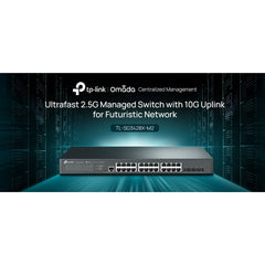 TP-Link JetStream TL-SG3428X-M2 | 24 Port Multi-Gigabit L2+ Managed Switch | 24 x 2.5 Gig Ethernet Ports, 4 x 10 Gig SFP+ Ports | 10 G Bandwidth | Support Omada SDN