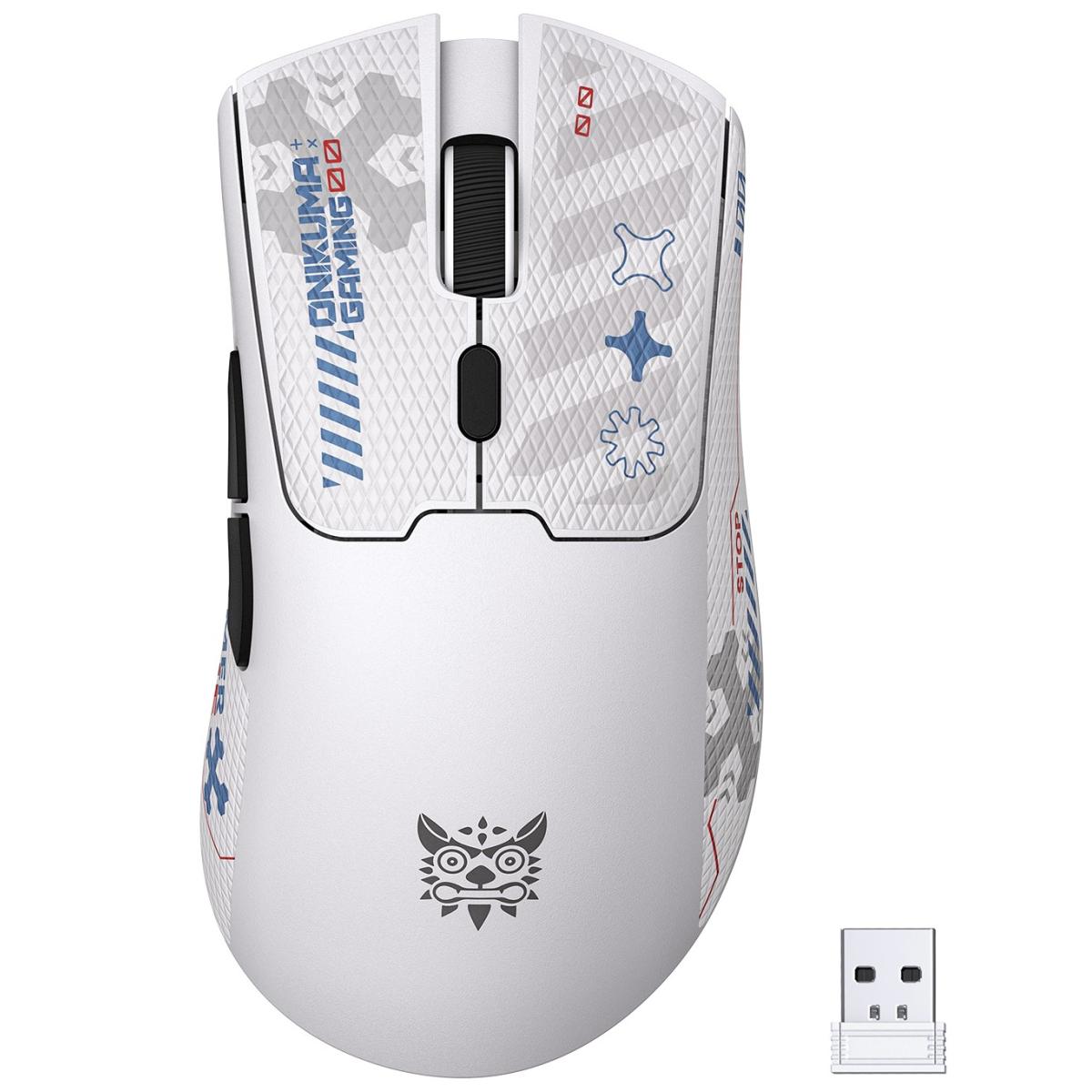 ONIKUMA DM01 Tri-Mode Wireless Gaming Mouse with 12800 DPI, 50H Battery Life, 1000Hz Polling Rate, 2.4GHz Wireless, Bluetooth and Wired Connectivity, Lightweight Ergonomic Design for Windows, Mac, iOS, Android and Linux (White)