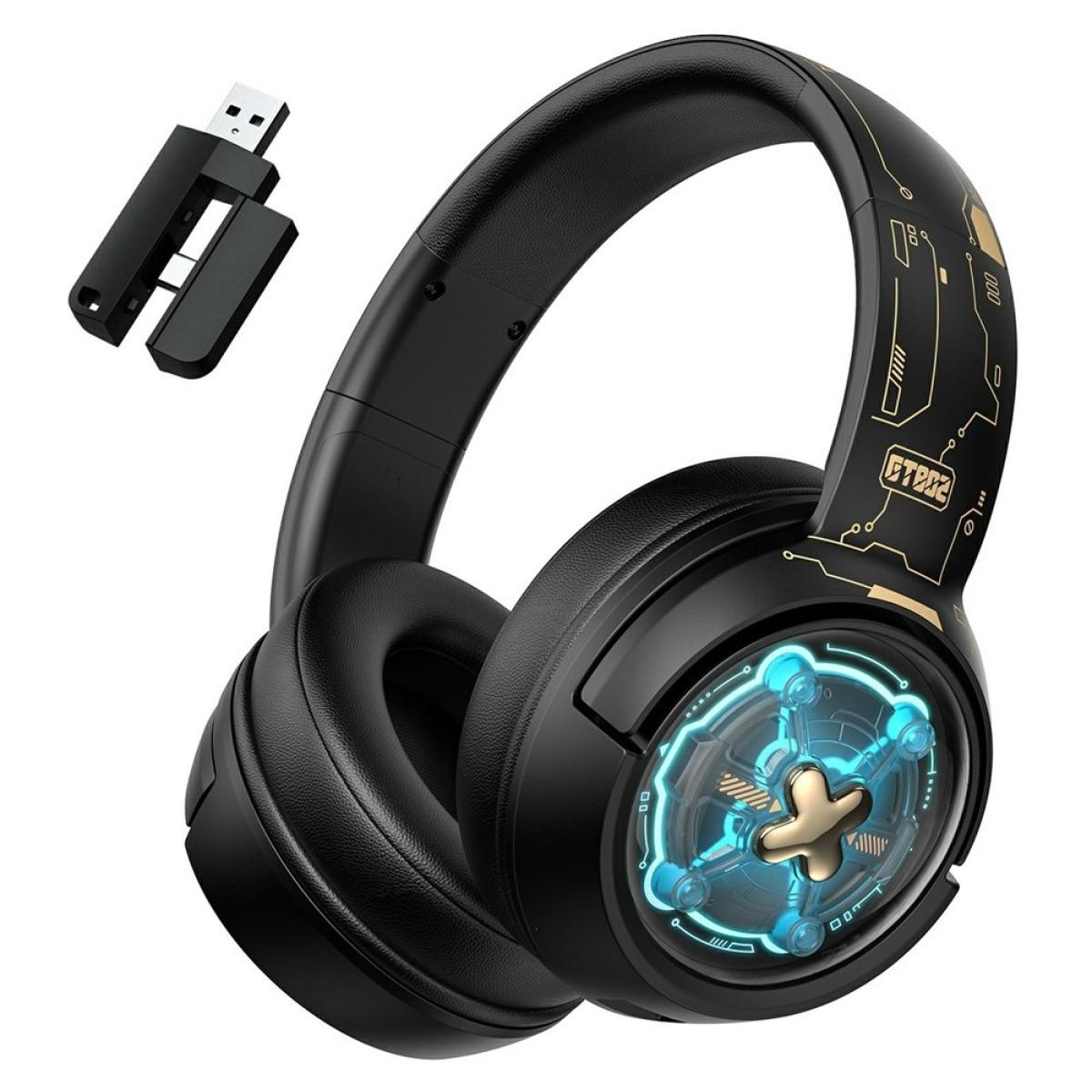 ONIKUMA GT802 Gaming Headset Triple Mode Low Latency RGB Light Wireless Headphone with USB Receiver, up to 60 hours - Black