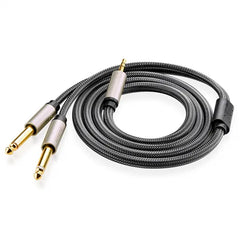 Ugreen 10615 3.5mm Trs To Dual 6.35mm Ts Stereo Audio Cable, 4k Gold Plated Connectors, Zinc Alloy Case, Braided – 2m