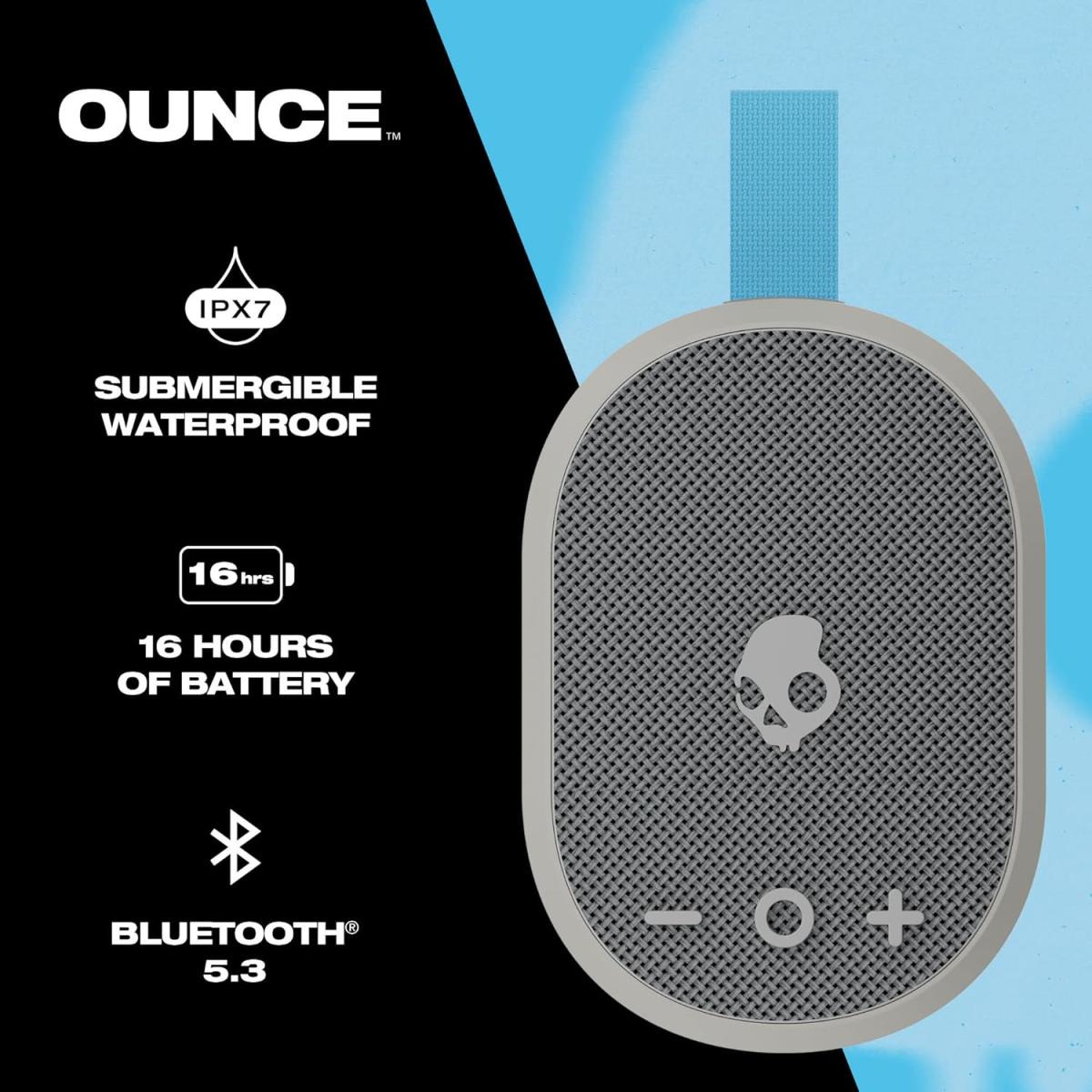 Skullcandy Ounce Wireless Bluetooth Speaker IPX7 Waterproof Mini Portable Speaker with 16 Hour Battery