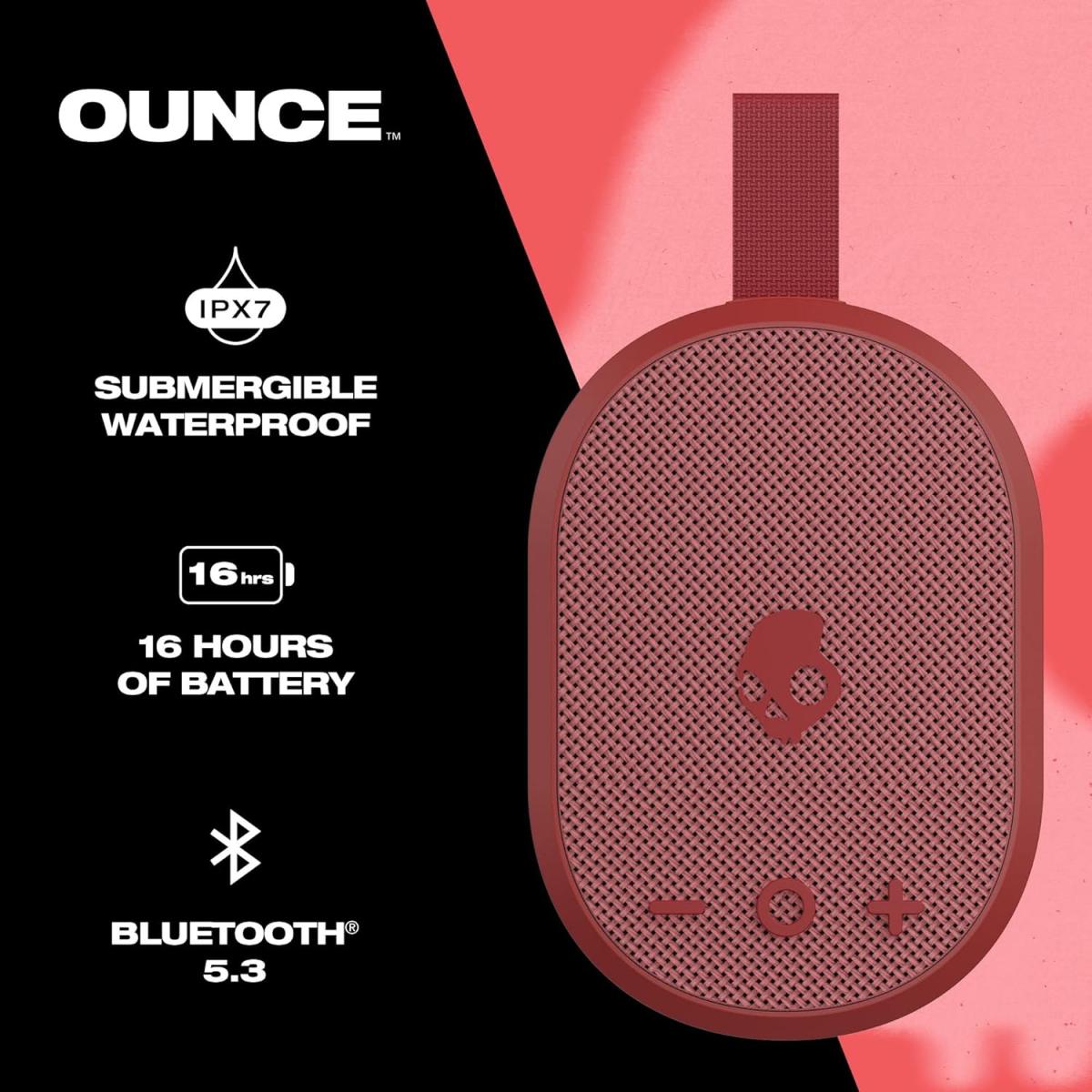 Skullcandy Ounce Wireless Bluetooth Speaker IPX7 Waterproof Mini Portable Speaker with 16 Hour Battery