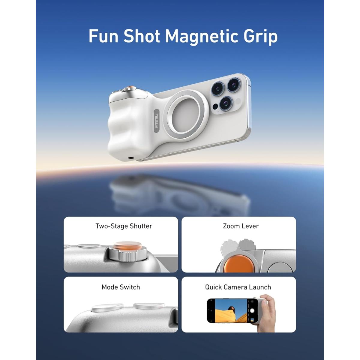 Telesin magnetic wireless Fun Shot Phone Camera Dslr Style Shutter Grip for Iphone