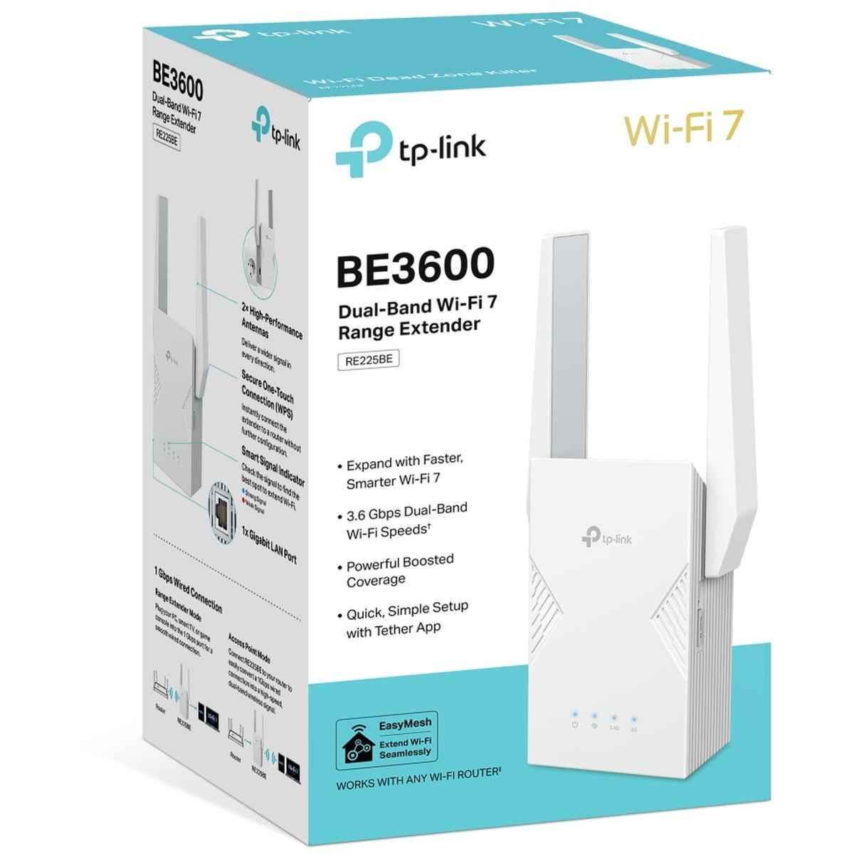 Tp Link Re225be Be3600 Dual Band Wi Fi 7 Range Extender Gigabit Ethernet Port Easymesh Works With All Wi Fi Generations & Devices