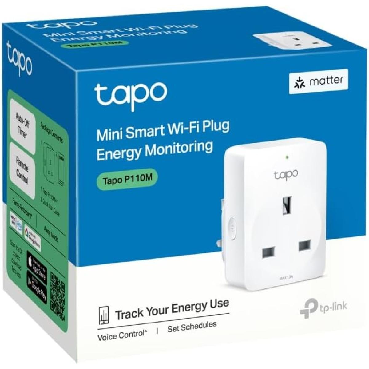 TP-Link Tapo P110M Smart Plug Outlet Wi-Fi with Energy Monitoring Works with Alexa &oogle Home Max 13A Wireless Smart Socket Device Sharing, Alexa Plug - White