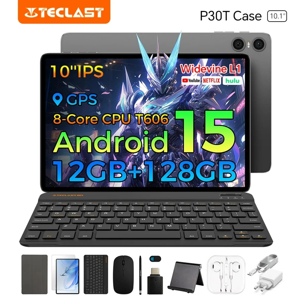 TECLAST P30T (2025) 10.1" IPS 90hz Android 14 WIFI Tablet (128GB Storage / 4GB + 8GB Shared Memory) 6000mAh Battery , Grey