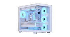 AeroCool P500C (White) ARGB ATX Mid Tower Gaming Case – Panoramic View, Dual Chamber, Tempered Glass, 4x ARGB Mirage Fans