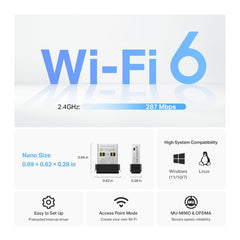 TP-LINK ARCHER TX1U NANO AX300 NANO WI-FI 6 WIRELESS USB ADAPTER