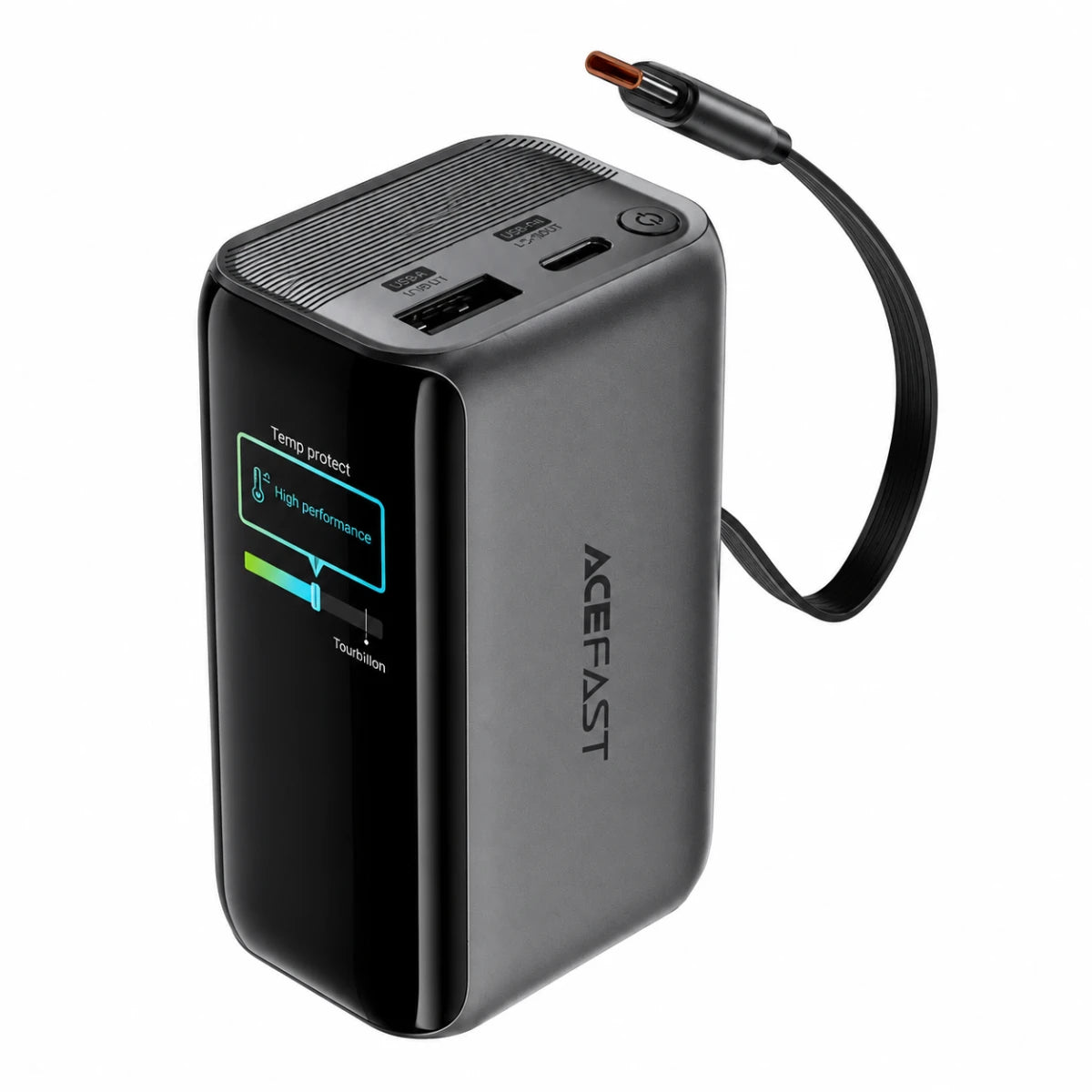ACEFAST PB0902 10000mAh 45W PD Power Bank with Retractable USB-C Cable & TFT Display