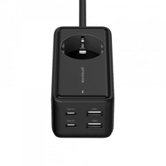 Proove Pd 03 Plug Socket Power Strip With 2 Type C + 2 Usb 65w Extension Strip 1 Ac Outlets Eu Power Socket Black - CompuMe