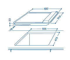 PIM 640 A IX 60cm Gas Hob with Double Burner