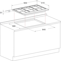 PK951T Gh 90 90cm 5 Burner Gas Oven