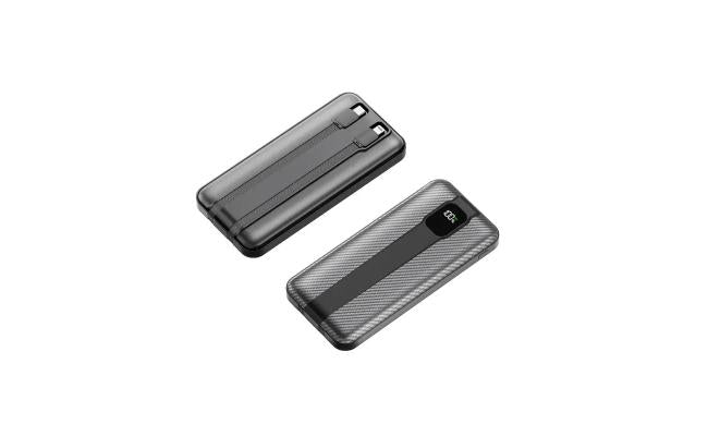 Huntkey Pl02 10k 10000mah Digital Display Power Bank With Built In Dual Cables 22.5w Black