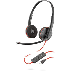 Poly Blackwire 3220 Wired Dual-Ear Boom Mic USB-C Headset Noise-Canceling Mic For PC & Mac & Mobile Works with Teams (Certified)